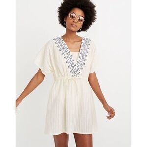 Madewell embroidered tie back cover up dress